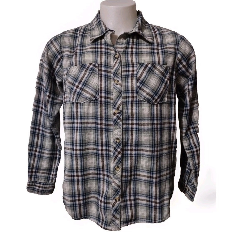 Real Work Wear Flannel Shirt Women's Large Plaid Long Sleeve Button  Up  Comfort